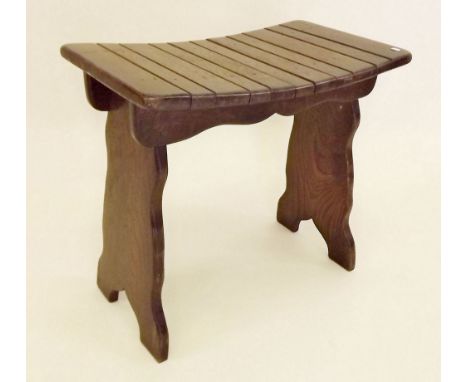 An oak slatted stool by Webbs of Croydon