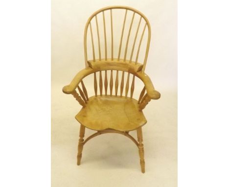 An elm seated craftsman made stick back farmhouse style chair 