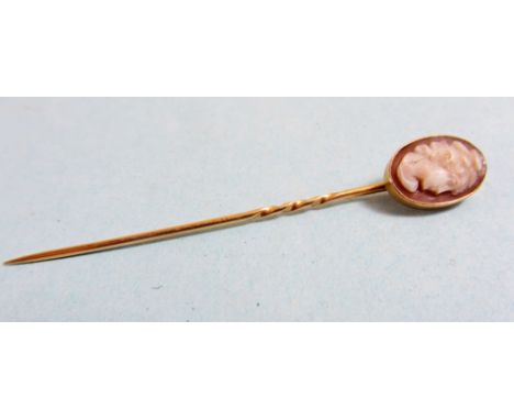 A 15 carat gold cameo stick pin 