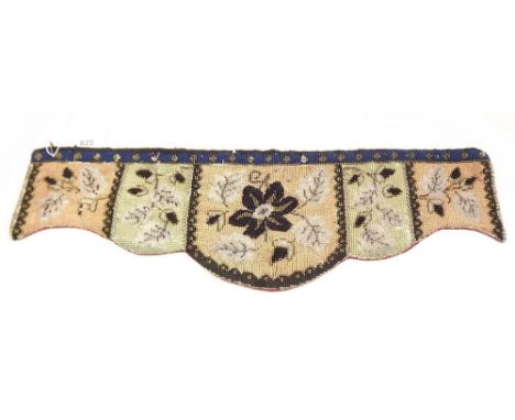 A Victorian beadwork and tapestry panel, 51cm wide