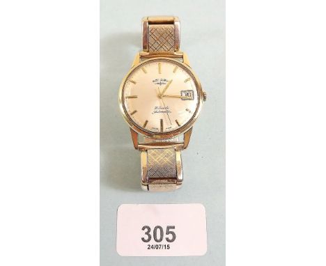 A 9 carat gold gents Rotary automatic wrist watch on gold plated strap