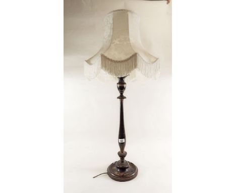 A black Chinoiserie lacquer table lamp and shade 
