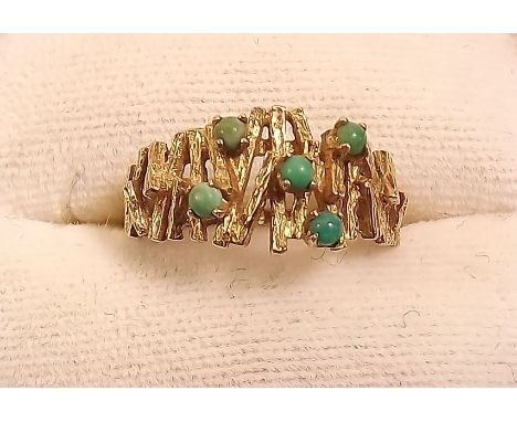 A 9 carat gold 1960's ring set turquoise 