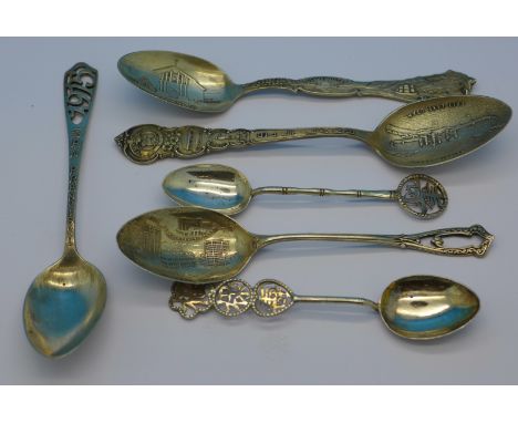 Six silver spoons marked Sterling, 79g