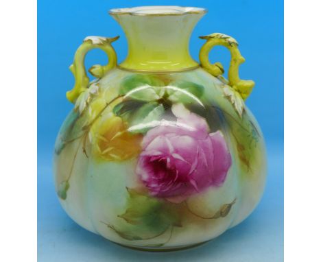 A Royal Worcester vase, signed K. Blake, restored, 145, height 13cm