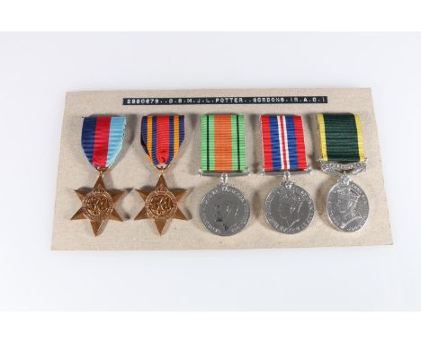 Medals of 2880679 Warrant Officer 2nd Class Joseph L Potter of the 9th Battalion/116th Regiment The Gordon Highlanders (Royal