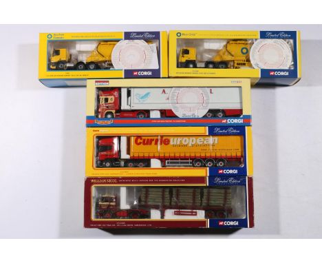 Corgi 1:50 scale diecast model vehicles models including: CC13102 Volvo F88 Log Trailer William Nicol; CC12903 Scania Topline