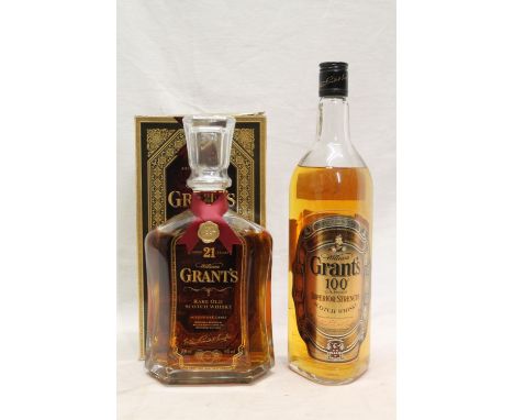 WILLIAM GRANT'S 21 year old rare old Scotch whisky decanter 43% abv 70cl boxed, and WILLIAM GRANT'S 100° Superior Strength Sc