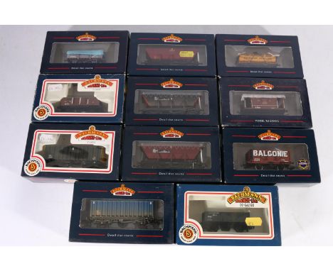 Eleven Bachmann Branchline OO gauge model railways wagons and other rolling stock including 33052 5 plank wagon BR Department