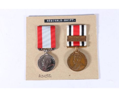 Medals of Special Constable Reginald Swift, comprising George V Special Constabulary long service medal with two clasps LONG 