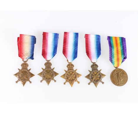 Five WWI medals including four 1914-15 stars: 18885 Corporal John McMaster (MM) of the 12th Battalion Highland Light Infantry