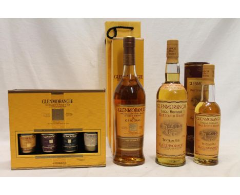 GLENMORANGIE 10 year old Highland single malt Scotch whisky 40% abv 70cl, another 40% abv 35cl, boxed, The Original 40% abv 7