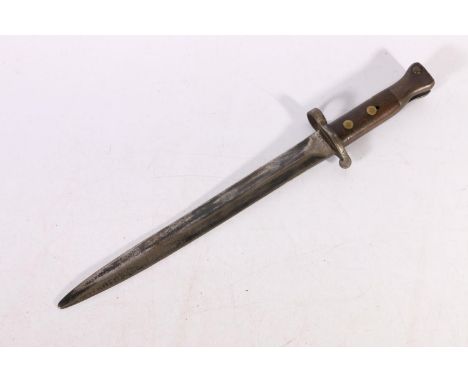 British 1888 pattern bayonet, the ricasso stamped WILKINSON LONDON 98, the 28cm long blade with medial rib, bayonet length 40