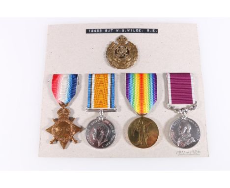 Medals of 15453 and 1851068 Corporal and Serjeant William G Wilce of the Royal Engineers, comprising WWI war medal and victor