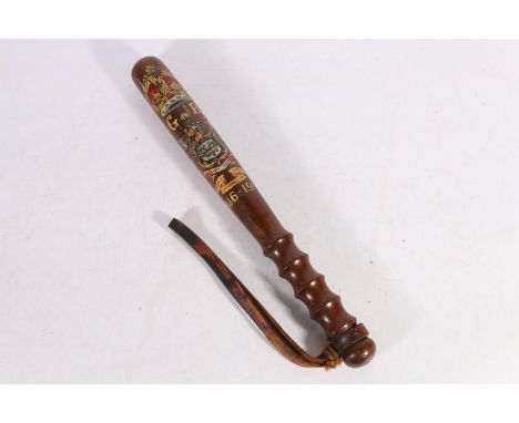 George V WWI Great War Special Constable's commemorative truncheon for the town of Rochdale, painted with the coat of arms of