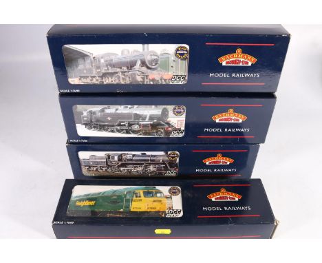 Four Bachmann Branchline OO gauge model railways locomotives including 32750 Class 57/0 Freightliner Explorer diesel locomoti