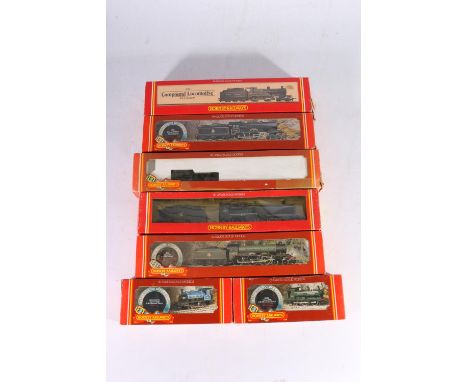 Hornby OO gauge model railways locomotives including R057 0-4-0 Caledonian saddle tank locomotive 270 CR blue, R059 0-6-0 pan