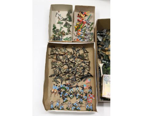 Britains Ltd plastic soldiers, Dinky and other army vehicles including US Jeep, 651 Centurion Tank, 105mm gun, DUK W Amphibia