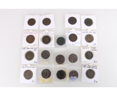 UNITED STATES OF AMERICA USA George III copper halfpenny 1773 KM Tn25, Washington copper one cent 1783 double portrait KM Tn4