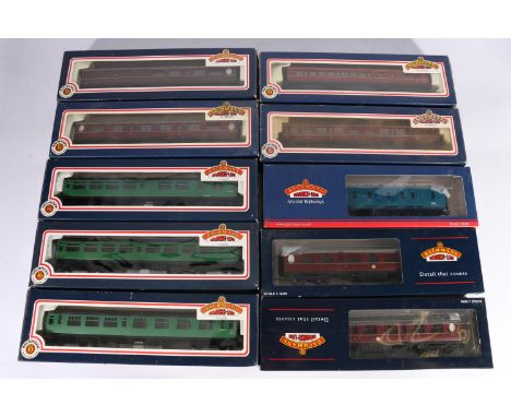 Ten Bachmann Branchline OO gauge model railways coaches and other rolling stock including 34150 Collett 60' 1st/2nd BR maroon