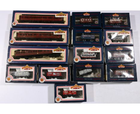 Bachmann Branchline OO gauge model railways including: 34250 57' corridor coach BR; 34225 57' corridor coach BR; 37676 14 ton