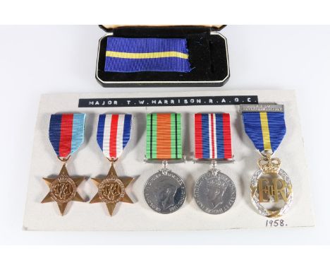 Medals of 285723 Major Thomas W Harrison ERD of the Royal Army Ordnance Corps, comprising Elizabeth II Army Emergency Reserve