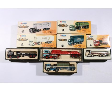 Corgi 1:50 scale diecast model vehicles models including: Whisky Collection 11401 Black and White ERF KV Artic Box Trailer; 2