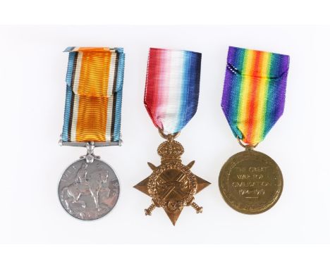 Medals of 853 Private Thomas Mcallister of the 10th Battalion Highland Light Infantry KIA 25.9.15 aged 27, comprising WWI war