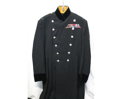 British Army uniform, a black greatcoat long jacket with Conway Williams of London label "28/7/66 J8824 Major Gen J F Worsely