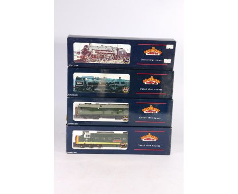 Four Bachmann Branchline OO gauge model railways locomotives including 32354 2-6-4 Class 4MT tank locomotive 80002 BR black, 