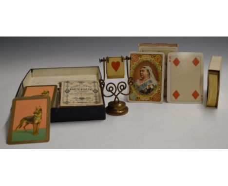 Goodall's Victorian playing cards, with non standard court cards, gilt edges and Victoria 1837-1897 backs, in original box, t