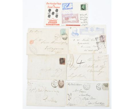 A small selection of early GB covers from 1839 penny post pre stamp, Queen Victoria 1d red imperf, SP to King George VI (7).