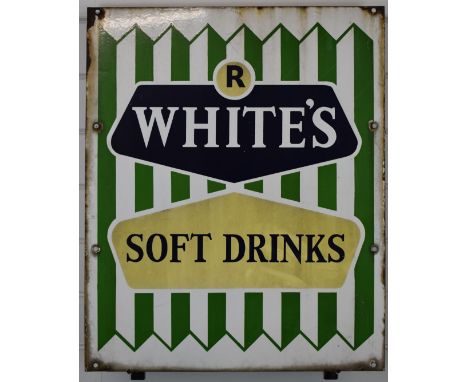 R Whites vintage&nbsp;enamel advertising sign, 64 x 52cm