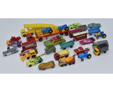 Twenty-nine Matchbox Lesney and Corgi diecast model vehicles including Ford tractors, Speed Kings, King Size etc.&nbsp;