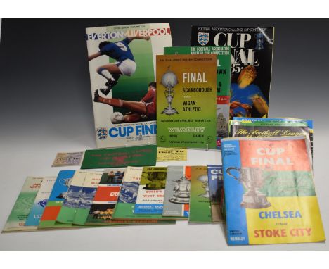 Forty-four cup final football programmes from the 1950's onwards, almost all played at Wembley Stadium including The FA Cup, 