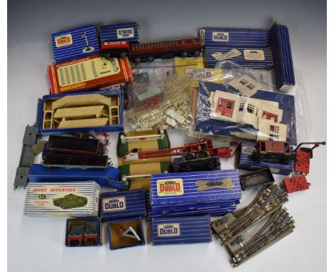 A collection of mainly Hornby Dublo 00 gauge model railway, wagons, buildings, accessories and track, some in original boxes 