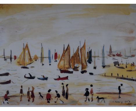 Laurence Stephen Lowry RBA RA (1887-1976) limited edition (823/850) print 'Yachts', with blind stamp lower left, 45 x 59.5cm,