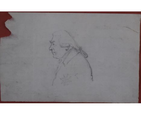 Georgian pencil portrait of a man by S Frankland, MP for Thirsk c1790-1820, with copy of the script to the reverse of the dra