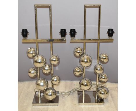 A pair of designer chrome 'bubble' lamp bases, H75cm