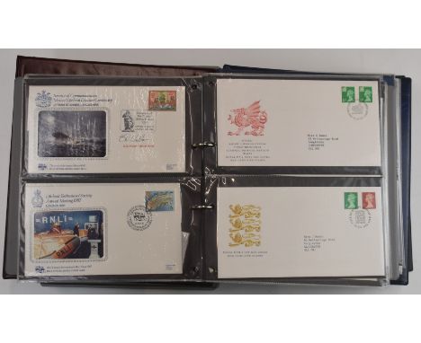 Six albums of GB first day covers, some signed including Joanna Lumley, Bill Oddie, Percy Thrower, Tom Finney etc