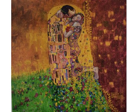 Rolf Harris&nbsp;signed limited edition (621/695) print The Kiss, 64 x 63cm, in gilt frame with certificate verso
