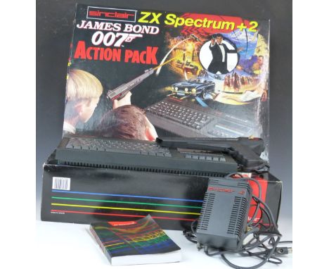 Sinclair ZX Spectrum +2 James Bond 007 Action Pack, in original box including power supply and light gun.