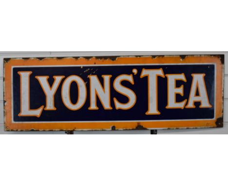 Vintage 'Lyon's Tea' enamel advertising sign, 30 x 91.5cm