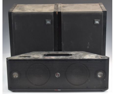 Beats by Dr Dre Beatbox speaker and a pair of JBL stereo speakers