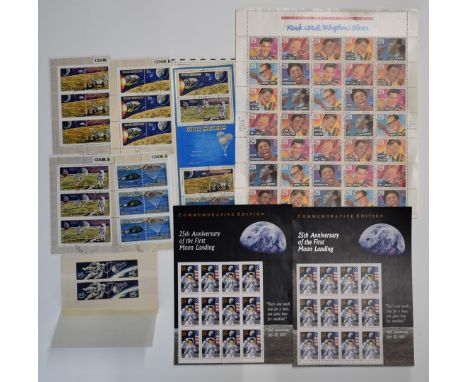 A quantity of USA stamps including space exploration and mint post sheets. Also some first day covers.