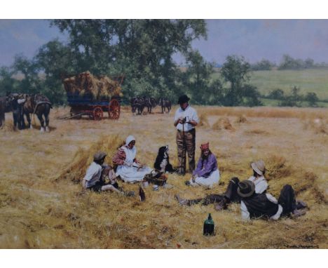 David Shepherd signed limited edition (241/850) print The Lunchbreak, 56 x 76cm, in gilt and wooden frame