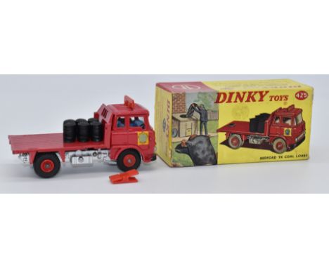 Dinky Toys diecast model Bedford TK Coal Lorry with red body, six coal bags and 'Hall &amp; Co' decals, 425, in original box.