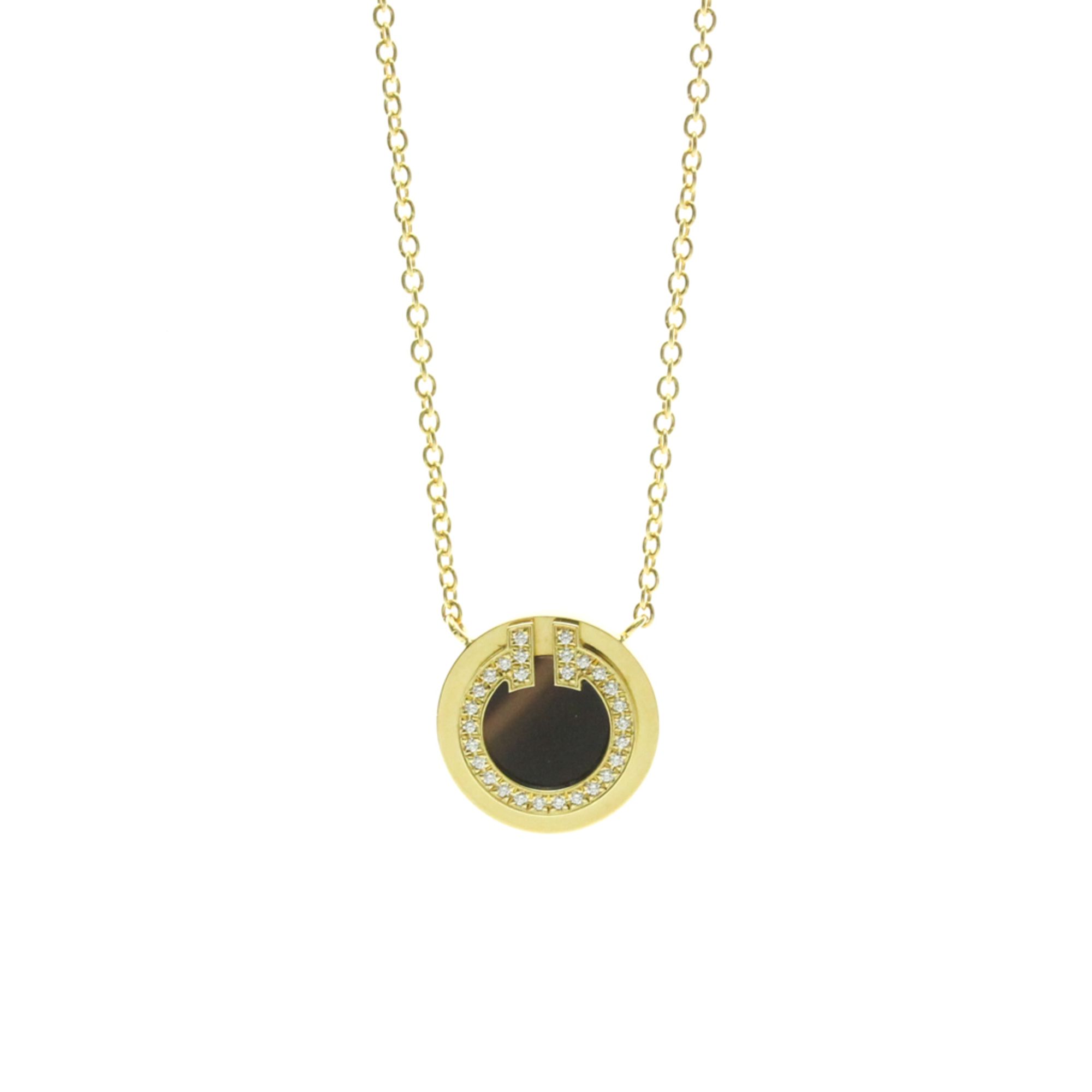 Tiffany T Two Circle Diamond And Onyx Necklace Yellow Gold (18K) Diamond,Onyx Men,Women Fashion Pend
