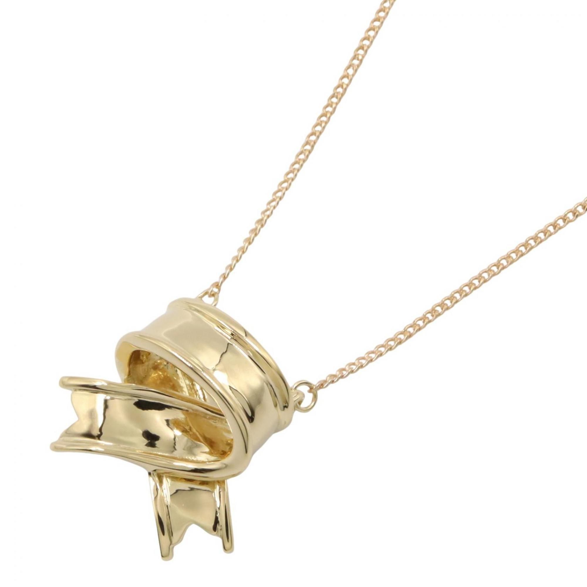Tiffany & Co. Cross Ribbon Necklace, 18K Yellow Gold, 18KPG Pink Women's, Gold