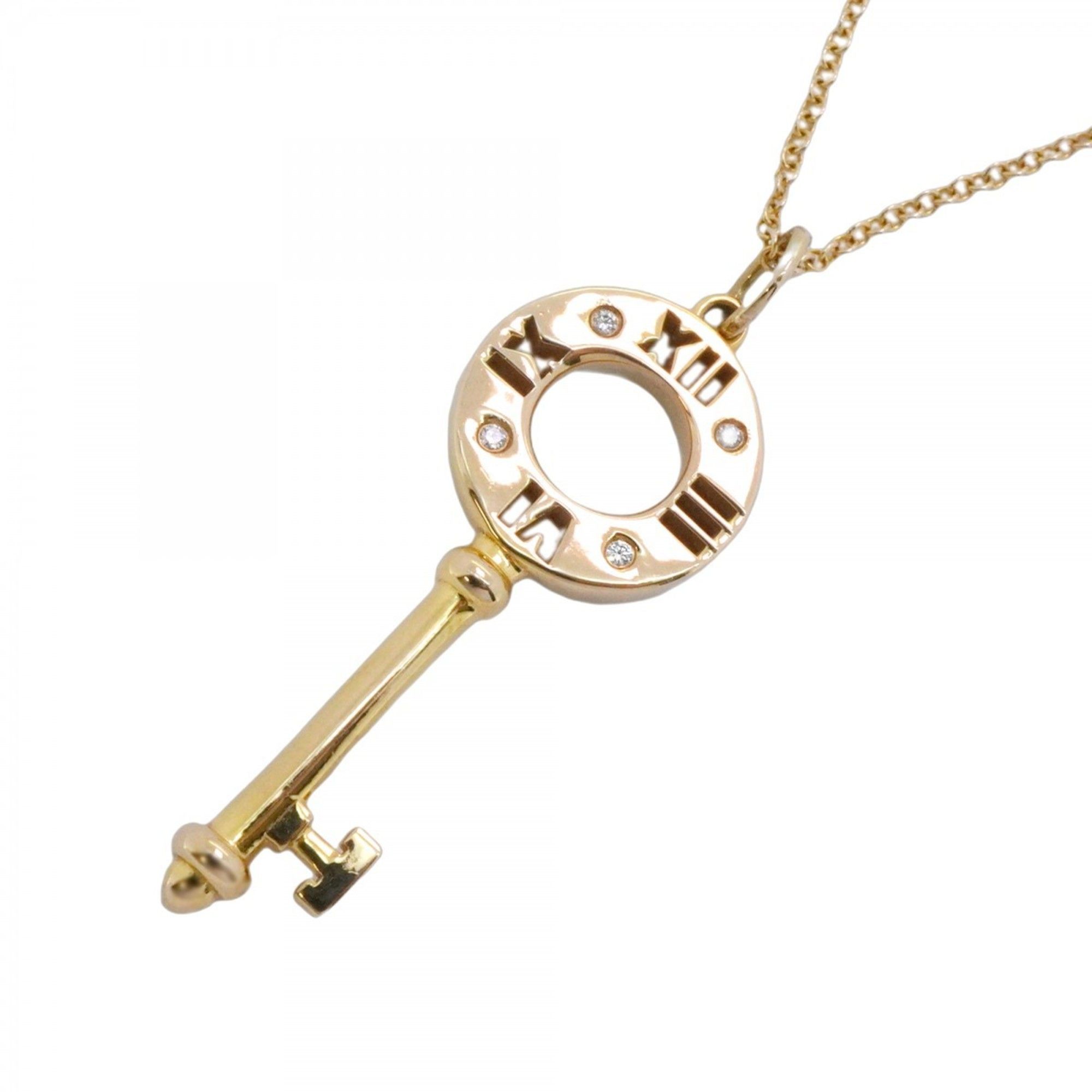 Tiffany Atlas Key 4PD Necklace in 18KYG Yellow Gold with Diamonds for Women